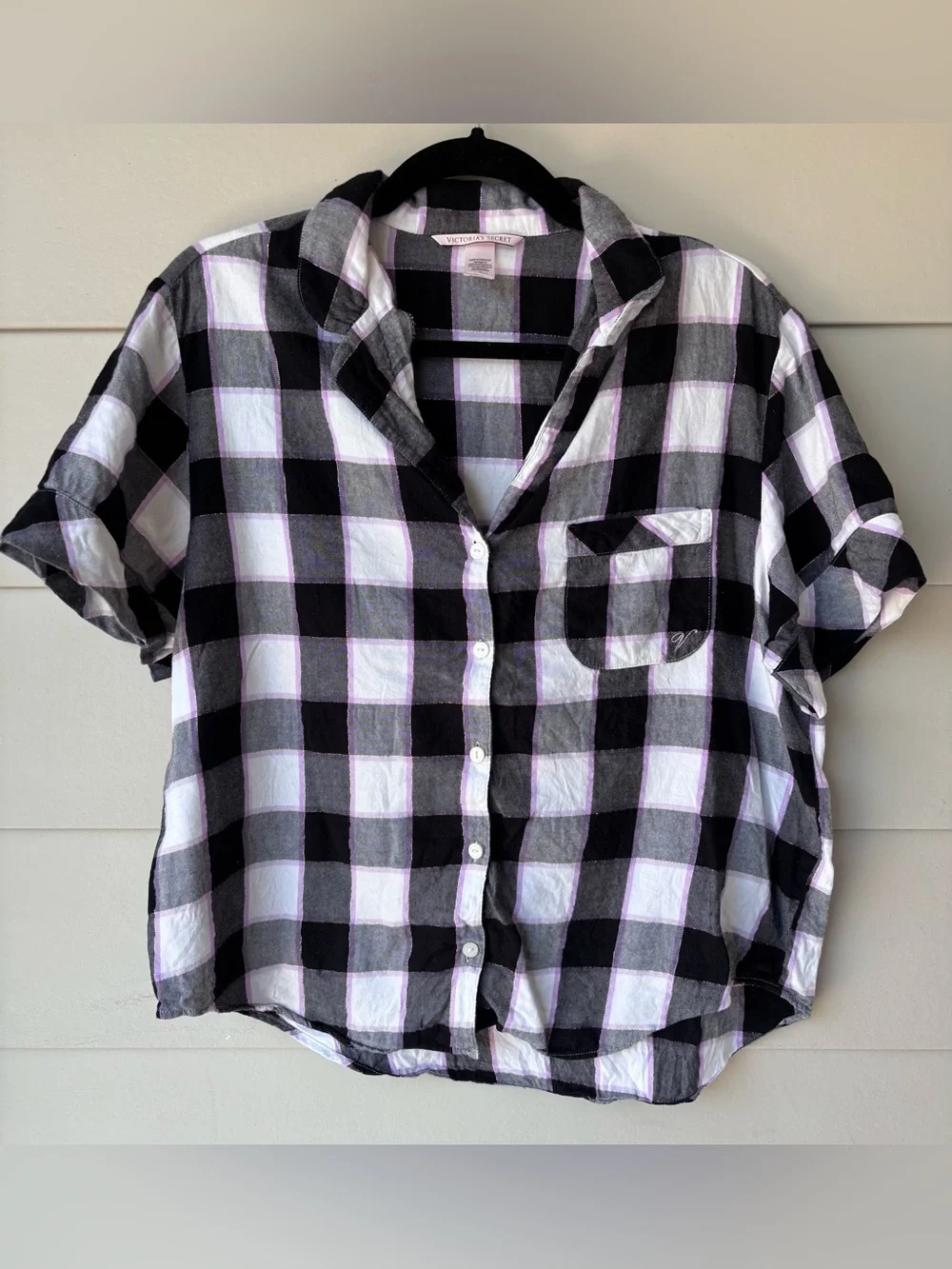Victoria’s Secret Plaid Pajama Set – Pink/White/Black – Size Medium